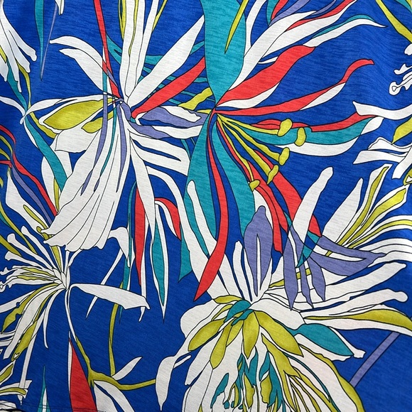 CLARA SUN WOO Kerchief Angle Hem Tunic Top Size XL Floral Print Stretch USA Made - Picture 16 of 16